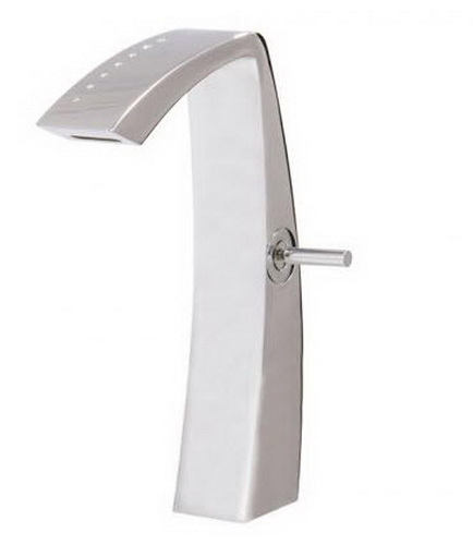 Aquabrass 61720-WHPC; Etna; tall single-hole lavatory faucet with crystals; in WhitePolished Chrome