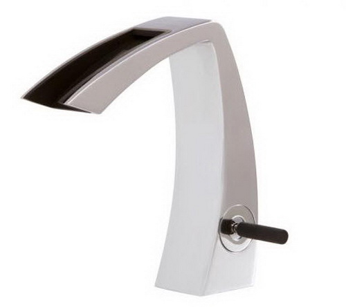 Aquabrass 61814-BKBK; Etna; single-hole lavatory faucet with open spout; in Black / Black