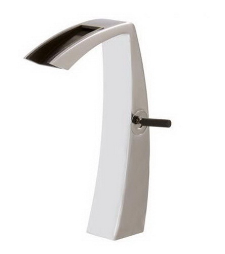 Aquabrass 61820-PCBK; Etna; tall single-hole lavatory faucet with open spout; in Polished Chrome / Black