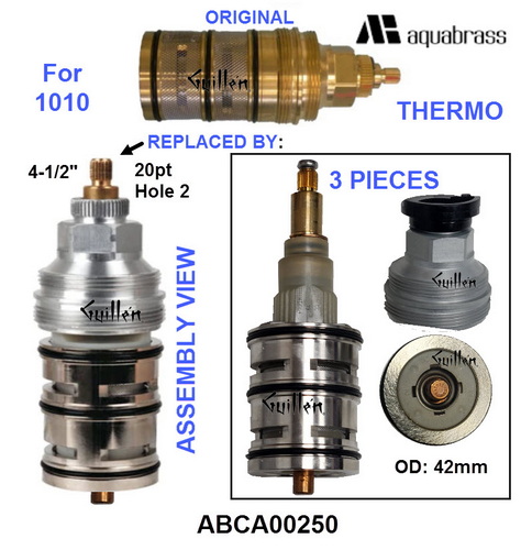 Aquabrass ABCA00250;;__ 4-1/2in 20pt; Thermostatic cartridge for 3/4in 1010 valve; in Unfinish
