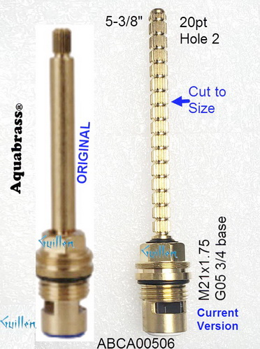 Aquabrass ABCA00506;;__ 5-3/8in 20pt; Ccwc; 1/4 turn brass ceramic cartridge 1/2in for volume control valve; in Unfinish