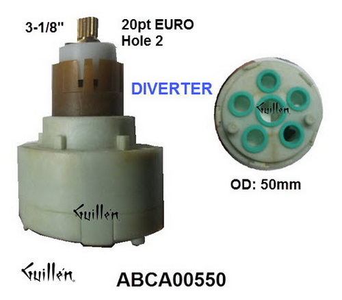 Aquabrass ABCA00550;;__ 3-1/8in 20pt; Diverter cartridge for 3 outlets; in Unfinish