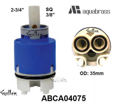 Aquabrass ABCA04075;;__ 2-3/4in SQ; Single lever cartridge for 1014 / 1020 / 1040 / 1085 / 1024 / 30040 / 30045 / 9914 / 9014 / 9024 / 9018; in Unfinish