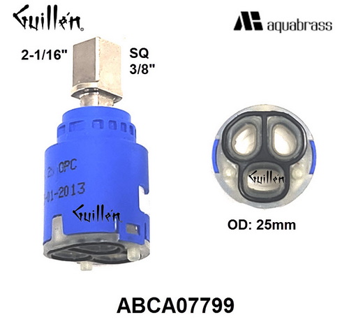 Aquabrass ABCA07799;;__ 2-1/16in SQ; Single lever cartridge; in Unfinish   K 25 OPC