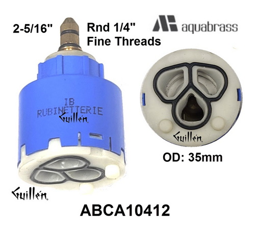 Aquabrass ABCA10412;;__ 2-5/16in Rnd; Single lever cartridge for 32029; in Unfinish