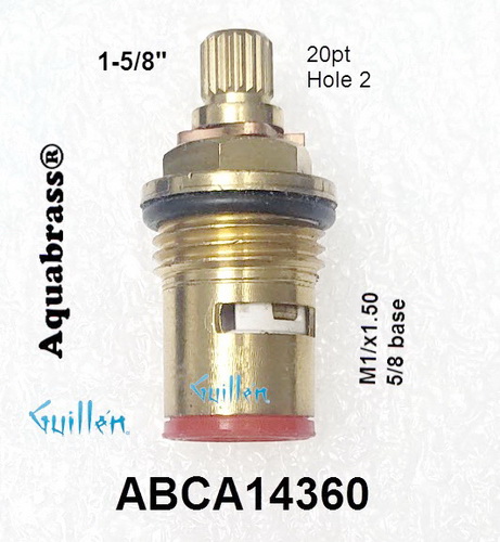 Aquabrass ABCA14360;;__ 1-5/8in 20pt; 1/4 turn ceramic cartridge for waterway wall supply 1436; in Unfinish