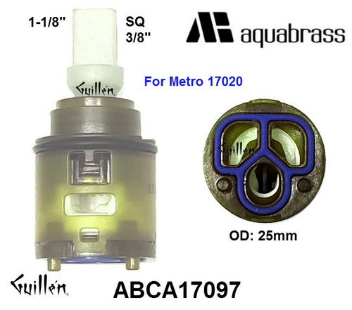 Aquabrass ABCA17097;;__ 1-1/8in SQ; Single lever cartridge for Metro 17020; in Unfinish