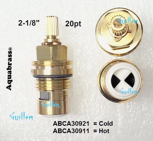Aquabrass ABCA30921;;__ 2-1/8in 20pt; Cold 1/4 turn ceramic cartridge 1/2in; in Unfinish   ABCA41996