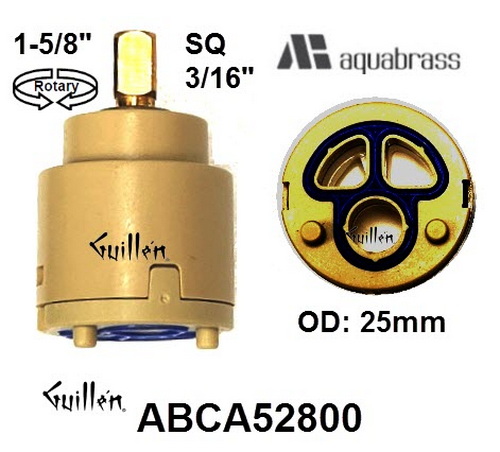 Aquabrass ABCA52800;;__ 1-5/8in SQ; Single lever cartridge UP PLUS 6B14; in Unfinish