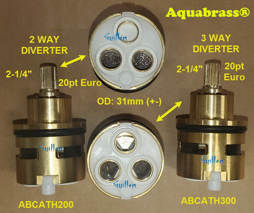 Aquabrass ABCATH200; INABOX;__ 2-1/4in 20pt; Diverter cartridge 2 function outlets plus shared; in Unfinish