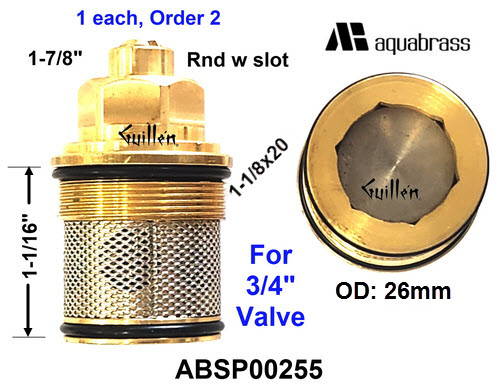 Aquabrass ABSP00255;;__ 1-7/8in Rnd; Check stop (one each) for 3/4 inch Thermostatic or pressure balance valves; in Unfinish