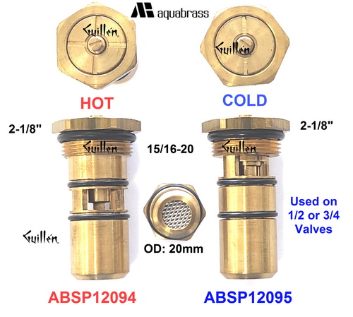 Aquabrass ABSP12094; Uniplex;__ 2-1/8in HEX; Hot check stop for Thermostatic valves 12123; 12000; 12001; 12002; 12003; in Unfinish