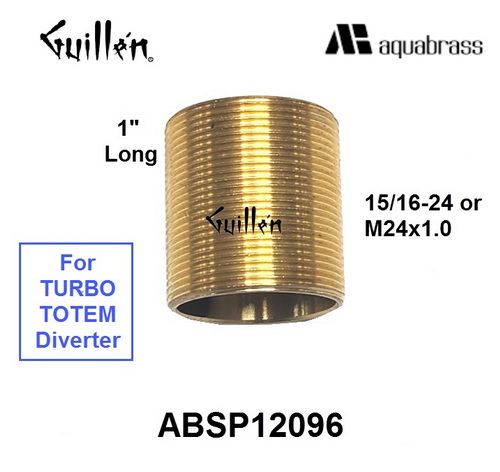 Aquabrass ABSP12096;__ 1in x M24x1 threaded nipple for T12123 diverter; in Unfinish