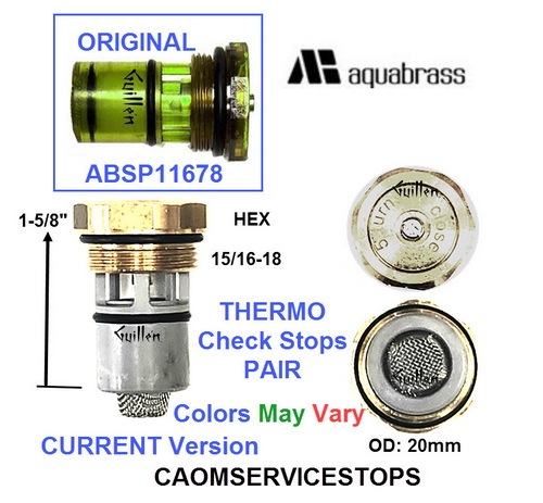 Aquabrass CAOMSERVICESTOPS;;__ 1-5/8in HEX; Check stops pair for Thermostatic valve; in Unfinish; Replaces ABSP11678
