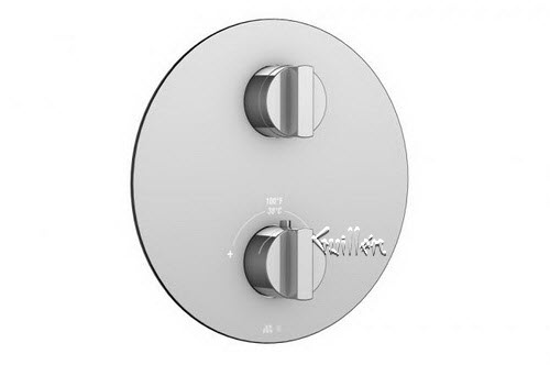 Aquabrass R21-2828-BN; Cut; round thermostatic trim with 2 way diverter heyjoe handle; in Brushed Nickel
