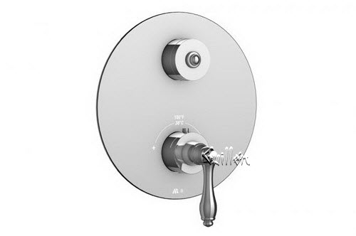 Aquabrass R21-4474-PC; Julia; round thermostatic trim with 2 way diverter julia & decoround handle; in Polished Chrome