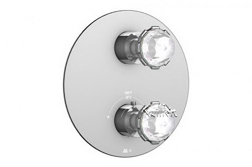 Aquabrass R21-4545-BN; Royale; round thermostatic trim with 2 way diverter royale handle; in Brushed Nickel
