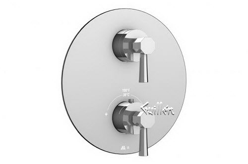 Aquabrass R21-5353-PC; Otto; round thermostatic trim with 2 way diverter otto handle; in Polished Chrome