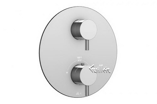 Aquabrass R21-6161-PC; Volare Curved-Volare Straight; round thermostatic trim with 2 way diverter volare handle; in Polished Chrome; Discontinued Product