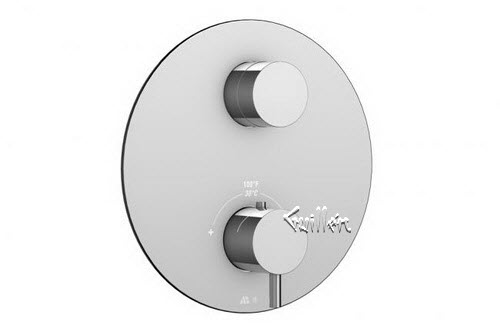 Aquabrass R21-6175-BN; Kiki; round thermostatic trim with 2 way diverter volare & uniround handle; in Brushed Nickel