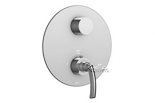 Aquabrass R21-6575-PC; Teo; round thermostatic trim with 2 way diverter teo & uniround handle; in Polished Chrome