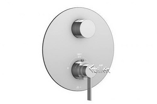 Aquabrass R21-6875-PC; Blade; round thermostatic trim with 2 way diverter blade & uniround handle; in Polished Chrome