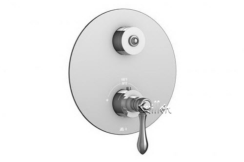 Aquabrass R21-6974-BN; Brio; round thermostatic trim with 2 way diverter roma & decoround handle; in Brushed Nickel