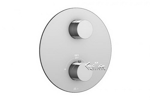 Aquabrass R21-7575-PC; ; round thermostatic trim with 2 way diverter uniround handle; in Polished Chrome