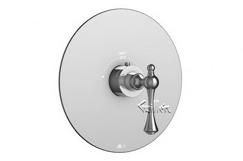 Aquabrass R22-7300-BN; Belmont-Regency; round thermostatic trim with regency handle; in Brushed Nickel