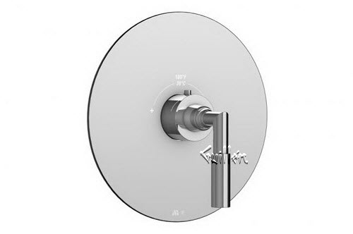 Aquabrass R22-7800-BN; ; round thermostatic trim with geo handle; in Brushed Nickel