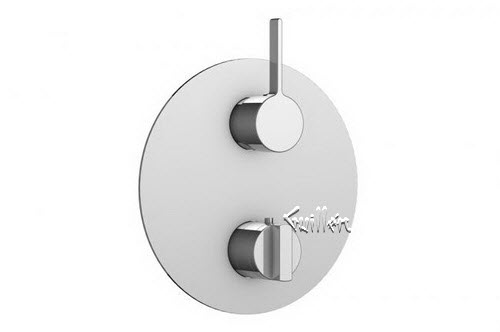 Aquabrass R23-2820-BN; Cut; round thermostatic trim 1 shut-off with heyjoe & blade handle; in Brushed Nickel