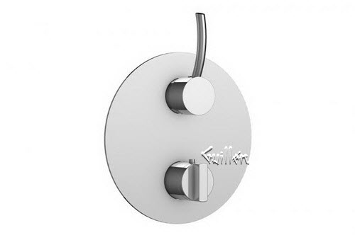 Aquabrass R23-2827-PC; Stiletto; round thermostatic trim 1 shut-off with heyjoe & teo round handle; in Polished Chrome