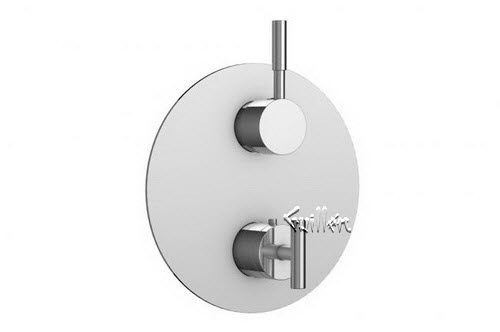 Aquabrass R23-3226-BN; ; round thermostatic trim 1 shut-off with loveme & geo round handle; in Brushed Nickel