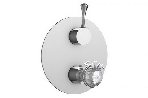 Aquabrass R23-4524-BN; Royale; round thermostatic trim 1 shut-off with royale & regency handle; in Brushed Nickel
