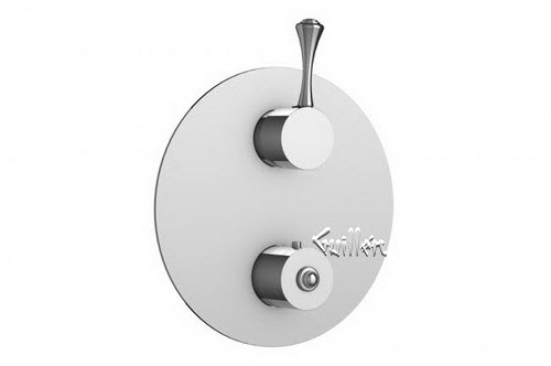 Aquabrass R23-7424-PC; ; round thermostatic trim 1 shut-off with decoround & regency handle; in Polished Chrome