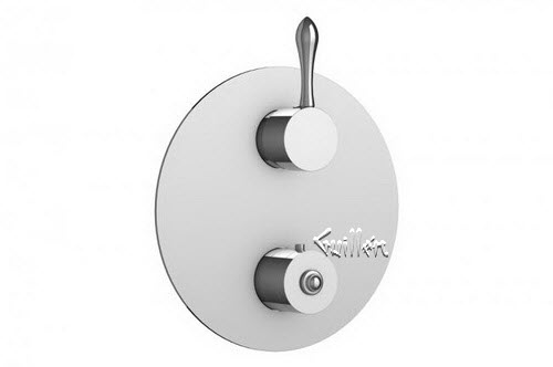 Aquabrass R23-7429-BN; ; round thermostatic trim 1 shut-off with decoround & roma round handle; in Brushed Nickel