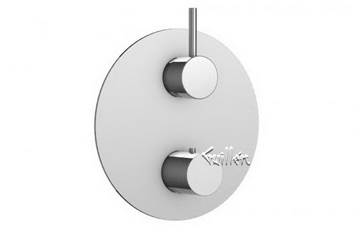 Aquabrass R23-7512-PC; ; round thermostatic trim 1 shut-off with uniround & volare round handle; in Polished Chrome