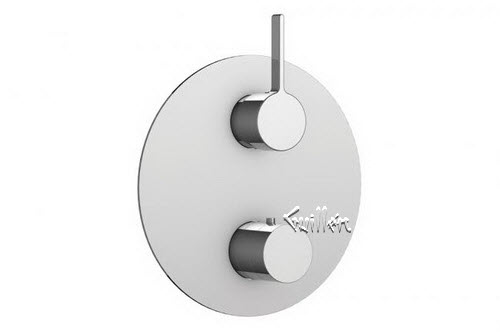 Aquabrass R23-7520-BN; Blade; round thermostatic trim 1 shut-off with uniround & blade handle; in Brushed Nickel