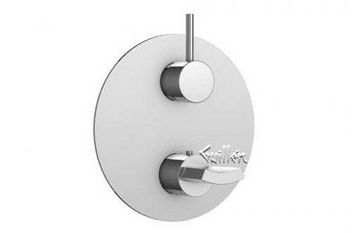 Aquabrass R23-8012-BN; Martini; round thermostatic trim 1 shut-off with martini & volare round handle; in Brushed Nickel