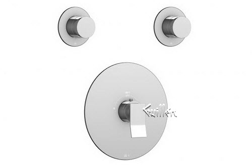 Aquabrass R24-1975-PC; Metro; round thermostatic trim 2 shut-off with chicane & uniround handle; in Polished Chrome