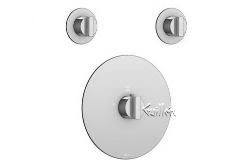 Aquabrass R24-2828-PC; ; round thermostatic trim 2 shut-off with heyjoe handle; in Polished Chrome