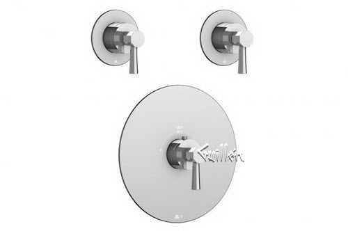 Aquabrass R24-5353-BN; Otto; round thermostatic trim 2 shut-off with otto handle; in Brushed Nickel
