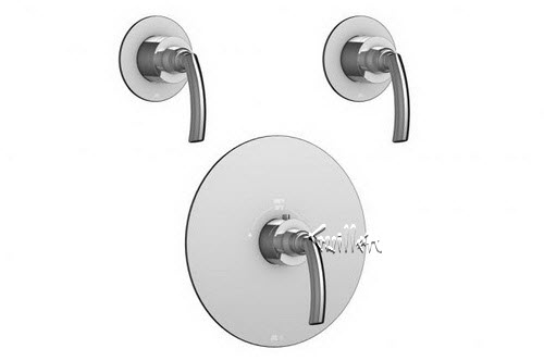 Aquabrass R24-6565-PC; Teo; round thermostatic trim 2 shut-off with teo handle; in Polished Chrome