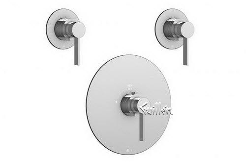 Aquabrass R24-6868-BN; Blade; round thermostatic trim 2 shut-off with blade handle; in Brushed Nickel