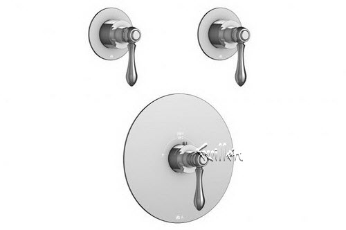 Aquabrass R24-6969-PC; Brio; round thermostatic trim 2 shut-off with roma handle; in Polished Chrome