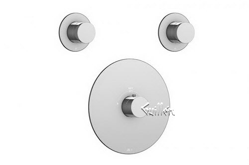 Aquabrass R24-7575-PC; ; round thermostatic trim 2 shut-off with uniround handle; in Polished Chrome