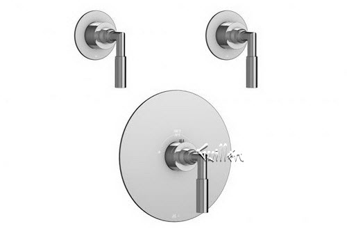 Aquabrass R24-7878-BN; Geo; round thermostatic trim 2 shut-off with geo handle; in Brushed Nickel
