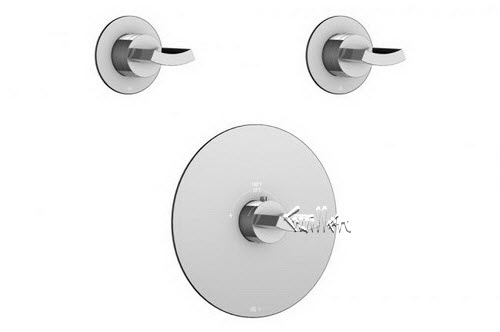Aquabrass R24-8080-BN; Martini; round thermostatic trim 2 shut-off with martini handle; in Brushed Nickel