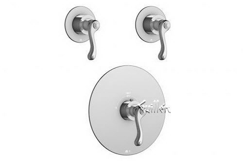 Aquabrass R24-8181-PC; San Remo; round thermostatic trim 2 shut-off with san remo handle; in Polished Chrome