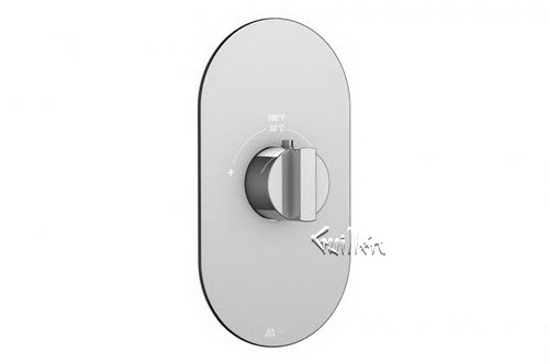 Aquabrass R30-2800-BN; Cut; round thermostatic trim with heyjoe handle; in Brushed Nickel